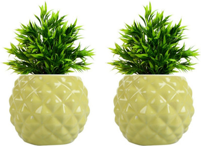 GleamSun Ceramic Dimond Shaped Plant Container Set 2 Set, Yellow Color Plant Container Set(Pack of 2, Ceramic)