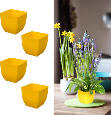 KUMUDAM Heavy Duty/ UV Stabilised/4 Inch Tabletop Plant Pot For Home/Office/Gifting Plant Container Set(Pack of 4, Plastic)