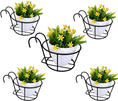 United Crafts 5-Ralling Pot Stand Plant Container Set(Pack of 5, Metal)