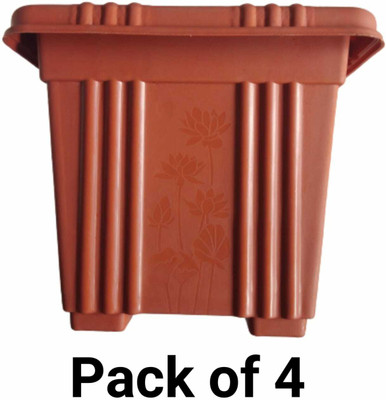 GreenLove New Square Plant Containers Gamla Flower Pot for indoor and outdoor Plant Container Set(Pack of 4, Plastic)