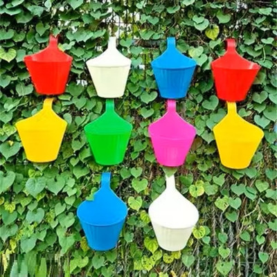 Shakya 10 Pcs Hook Flower Pots, Hanging Planters for Balcony, Home & Outdoor Garden Use Plant Container Set(Pack of 10, Plastic)