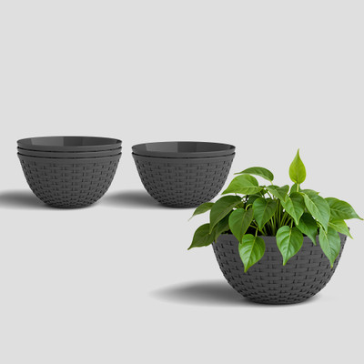 Yuccabe Italia SHERA Chick KTR 10 Inch Plastic Flower Pot Planter Bowl for Home Garden Décor Plant Container Set(Pack of 6, Plastic)