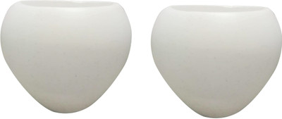 Craps 6 inch Apple Cut Plastic Planters Pot Table Top Balcony Glossy Finish apple pot Plant Container Set(Pack of 2, Plastic)