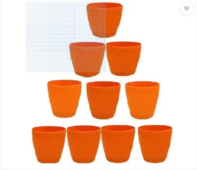 podhghar cool-orng-10 Plant Container Set(Pack of 10, Plastic)
