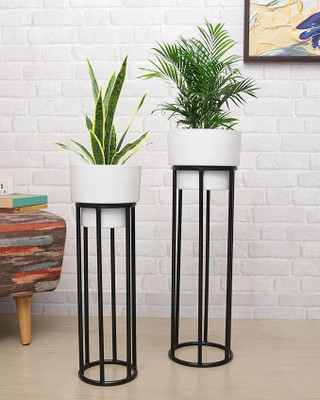 FNF Creation Decorative metal planters with stands for indoor and outdoor use Plant Container Set(Pack of 2, Metal)