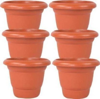 VirajSanchi (Pack of 6) Future Green HighQuality 7.5inches Round Gardening Flower Pots Plant Container Set(Pack of 6, Plastic)