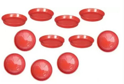 VirajSanchi BOTTOM/BASE PLATE FOR GARDEN POT RED COLOR 6 INCH SIZE PACK OF 10 Plant Container Set(Pack of 11, Plastic)