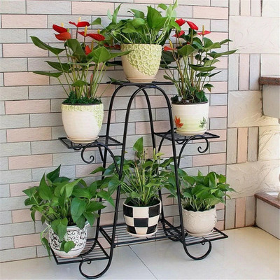 Bee Creative 6 Tier Plant Stands for Indoors and Outdoors Flower Pot Holder Plant Container Set(Metal)