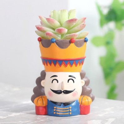 Dhruvkart Handcrafted Resin King Creative Succulent Flower Pots Plant Container Set(Poly-Resin)