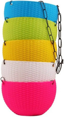 Virajsanchi Enterprises Hanging Pots - Euro Basket Multicolor Plant Container Set(Pack of 5, Plastic)