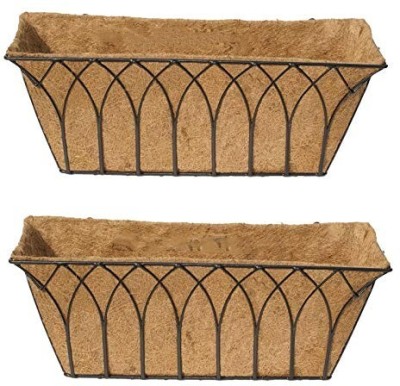Garden King 30 Inch Wall Trough Black for Indoor and Outdoor - Coir Planter for Home Garden Plant Container Set(Pack of 2, Metal)