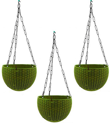 FanciaDecore Plant Container Set(Pack of 3, Plastic, Metal)