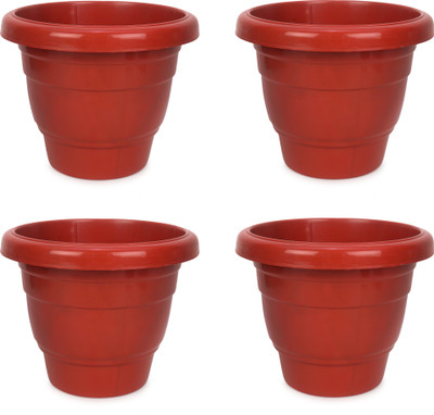 JOREN Heavy Plastic Flower/Gamla/Planter/Pot Plastic Plant Container Set Plant Container Set(Pack of 4, Plastic)