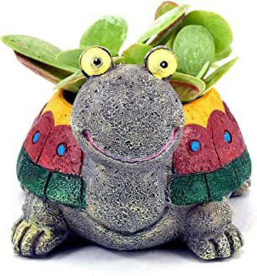 Vermartcraft Multi Tortoise Resin Flower Pot and Pen holder Plant Container Set(Poly-Resin)