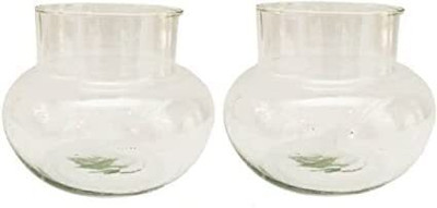 AYUTAS Mini Glass Flower Vase, Matka Shape Money Plant, Bamboo Plant Pot For Home Decor Plant Container Set(Pack of 2, Glass)