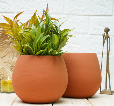 GOLD DUST Terracotta Clay Pot/Gardening Pots Lantern Plant Container Set(Pack of 2, Clay)