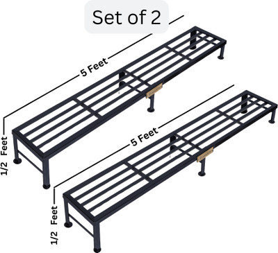 Vrukshveda Heavy-Duty Iron Bench Stands | 5 Ft length_1/2Ft Height | Indoor and Outdoor Plant Container Set(Pack of 2, Metal)