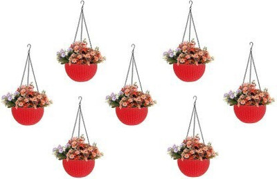 VirajSanchi Hanging Planter Flower Pot Basket Plant Container Set Plant Container Set(Pack of 7, Plastic)