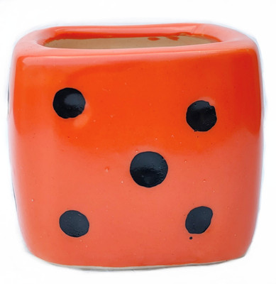 agarwals enterprises LUDO DICE SHAPE RED COLOUR CERAMIC POT Plant Container Set(Ceramic)