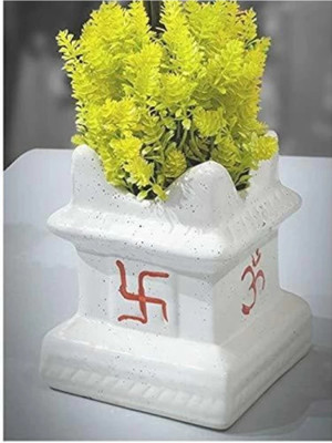 Nayi Umang Tulsi Samll white Plant Container Set(Ceramic)