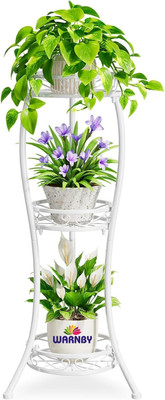 WARNBY 3 Tier Plant Stand | Flower Pot Holder for Balcony, Indoor & Outdoor Living Room Plant Container Set(Metal)