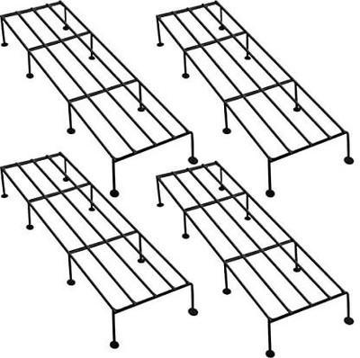 VINAMRA Heavy Metal Flower Pot/Plant Stand for Home Garden Balcony Living Room Decor 24 Inches (Black-Set of 4) Plant Container Set(Pack of 4, Metal)