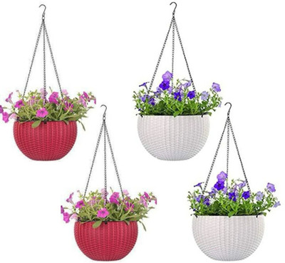 god of goods Hanging Euro Basket Plantersi39 Plant Container Set(Pack of 4, Plastic)