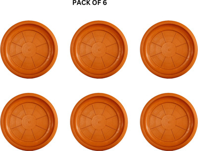 VirajSanchi 5 Inch Pot Saucer Textured Base Plate/Tray Round Bottom Flower Pot Tray Plant Container Set(Pack of 6, Plastic)