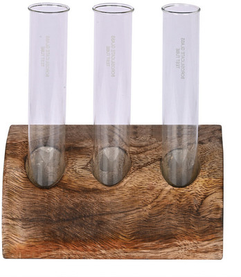 Easyroot 3-Test Tube Planter Flower Vase Terrarium Holder Stand for Money Plants. Plant Container Set(Wood)