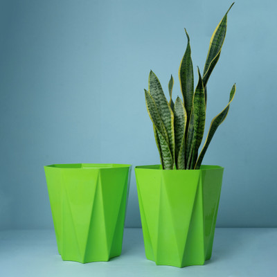 Seedsavvy 10 Inch pot (Green,2 Pcs) Flower Pot for Home, Indoor & Outdoor Gamla, Gardening Plant Container Set(Pack of 2, Plastic)