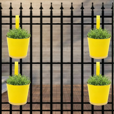 IH HANDICRAFTS Raven Railing Planters for Balcony, Hanging Pots for Plants, Wall Hanging Plant Container Set(Pack of 4, Metal)