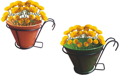 SHREEHARI Set of 2 Hanging Railing Planters for Balcony,Garden,Indoor and Outdoor Plant Container Set(Pack of 2, Metal)