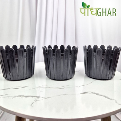 podhghar Tippy Pot Pack Of 3 Plant Container Set(Pack of 3, Plastic)