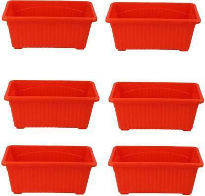 EcoLush Trendy Designer Plant Pots Planter For Home Balcony, Window Display Decoration Plant Container Set(Pack of 6, Plastic)