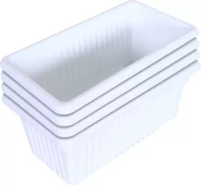 VINSHRA Rectangular Jupiter Planter(13 Inch) White set of 3 Window Display,Uv Resistant, Plant Container Set(Pack of 3, Plastic)