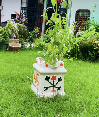 TrulyCeramics Shree tulsi pot big Plant Container Set(Ceramic)