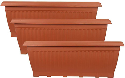 HALSEY Rectangular Modern Design Durable Plastic Plant Potpack of 03 MEDIUM Plant Container Set(Pack of 3, Plastic)