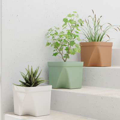 FORWAY Square Pots|Unique Design|Indoor and Outdoor Flower Pot for Home/Garden/Balcony Plant Container Set(Pack of 3, Plastic)