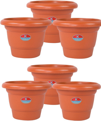 Kaptan Plastic Flower Pots Home & Outdoor – 8 Inch – 6 Pieces Plant Container Set(Pack of 6, Plastic)