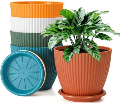 Nursery Hub (Pack of 5) Premium Quality flower pots Planters gamla Pots Plant Container Set(Pack of 5, Plastic)
