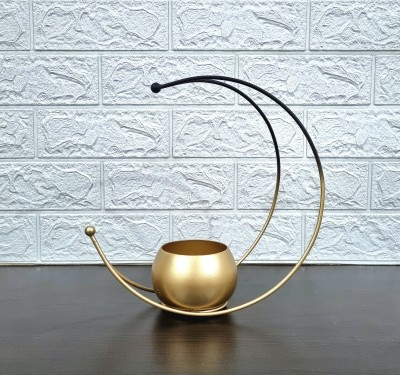 United Crafts Metal Design Moon-Gold Finish - Decorative Flower Vase Pot for Home Décor Items| Plant Container Set(Metal)