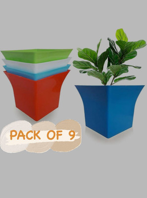 Dervino Uber Multi Flower Pots for Home & Decoration Planters, Terrace, Garden Etc Plant Container Set(Pack of 9, Plastic)