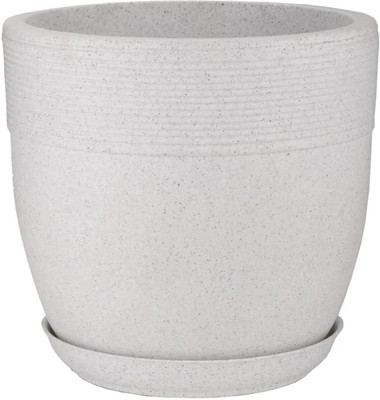 ENGRAFT SAPLINGS DECORA Cool Fiber Planter With Bottom Tray (Stone White)(17 Inches) Plant Container Set(Fabric)