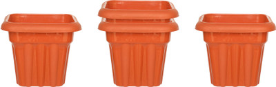 Zobby Heavy Plastic Indoor / Outdoor Flower / Gamla / Planter / Pot Plant Container Set(Pack of 4, Plastic)