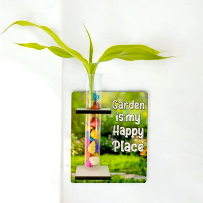 Yey Test Tube Wooden Planter 2 in 1 Magnetic / Wall Mounted Plant Container Set(Wood, Glass)