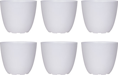 Worketrix Highly Durable White Color Plastic Orchid Pots Plant Container Set(Pack of 6, Plastic)