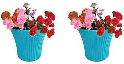 blooming furnancy 12 Inch Modern Sunrise Pot,DurableDecorative FlowerPots with Drainage Hole Plant Container Set(Pack of 2, Plastic)