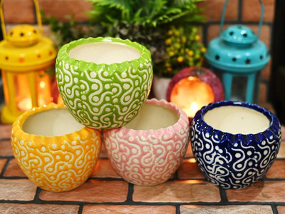 hc the crafts ceramic plant pot Plant Container Set(Pack of 4, Ceramic)