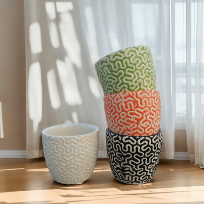 Turtulsgroup Handmade Ceramic Outdoor Indoor Pots-4 Plant Container Set(Pack of 4, Ceramic)