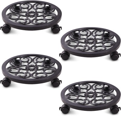 Sharpex Heavy Duty Decorative Pot Plant Trolley For Garden, Outdoor/Indoor Plant Container Set(Pack of 4, Metal)